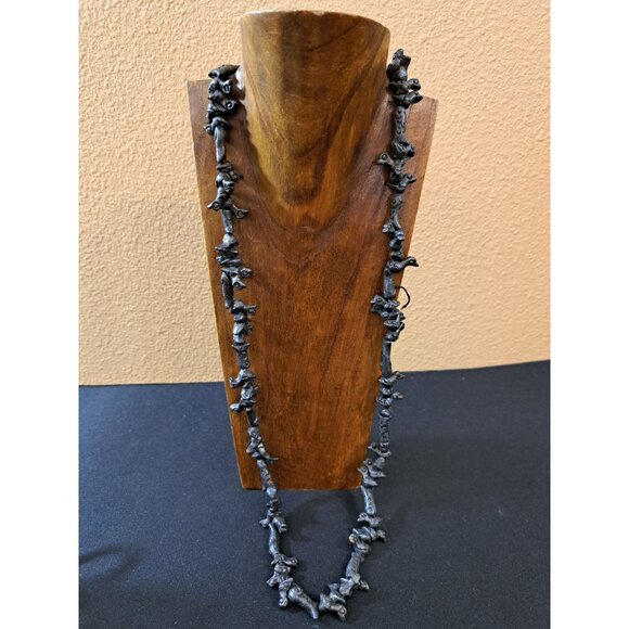 Vintage Pajaro Oaxacan Mexican Black Clay Pottery Bird Necklace Fetish - Picture 3 of 6